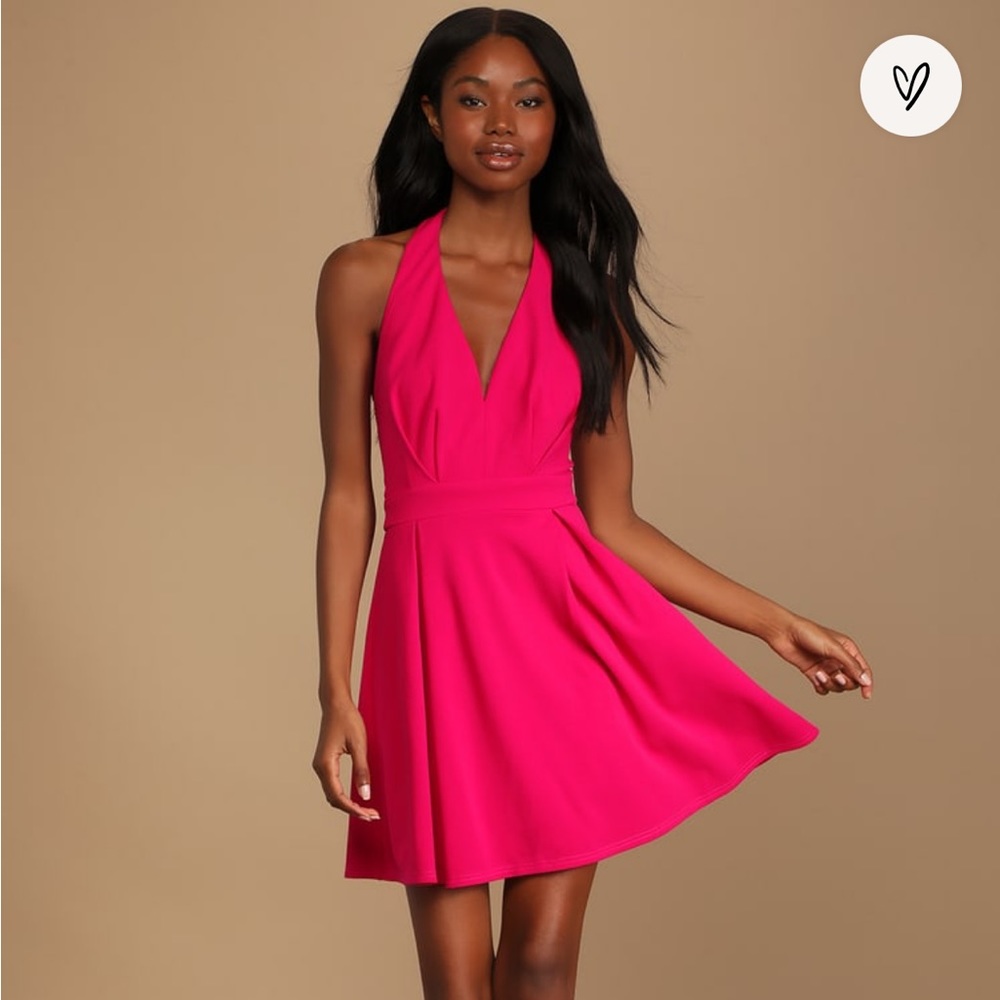 Lulus Feeling Like A Diva Magenta Halter Mini Dress